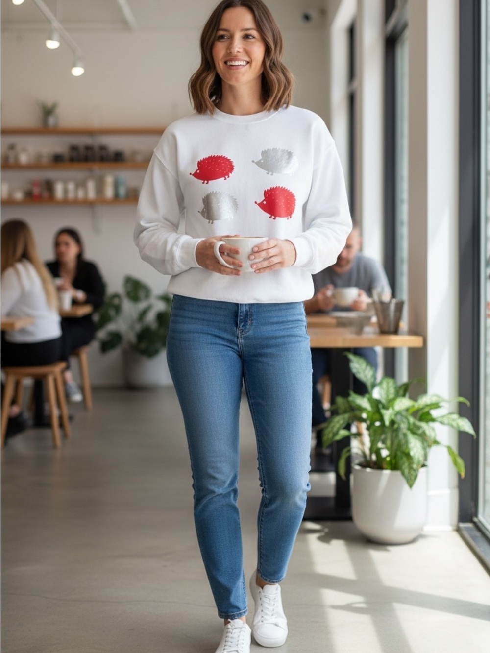 Gildan Hedgehog Crewneck Sweatshirt Small Petite